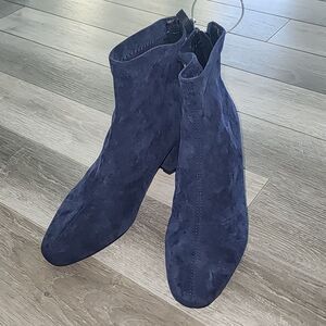 C.Paravano Ankle Boots Womens 6.5-7 Faux Suede Leather Boots Blue Red Booties